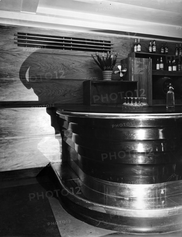 Detail of the bar in the buffet at Unilever House, London, 1930s