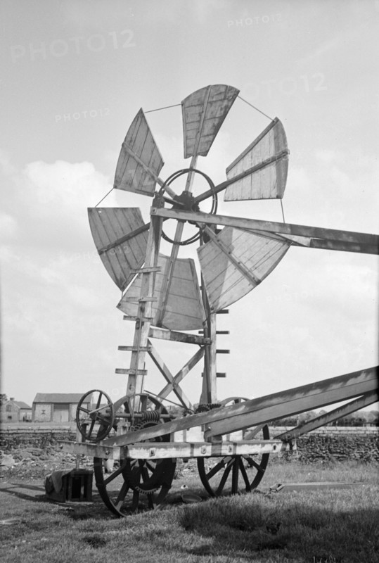 Fan staging on a post mill at Tottenhill, Norfolk, 1936