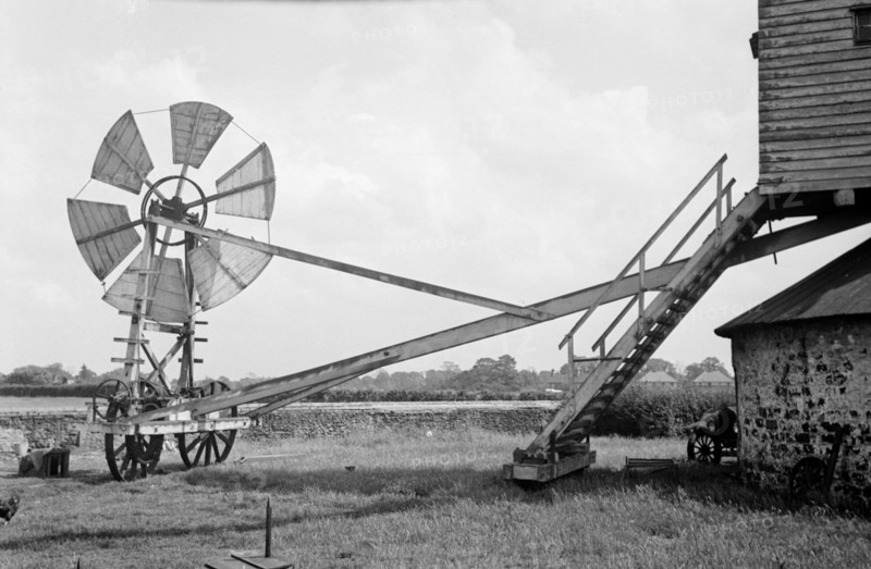 Fan staging at Tottenhill post mill, Norfolk, 1936