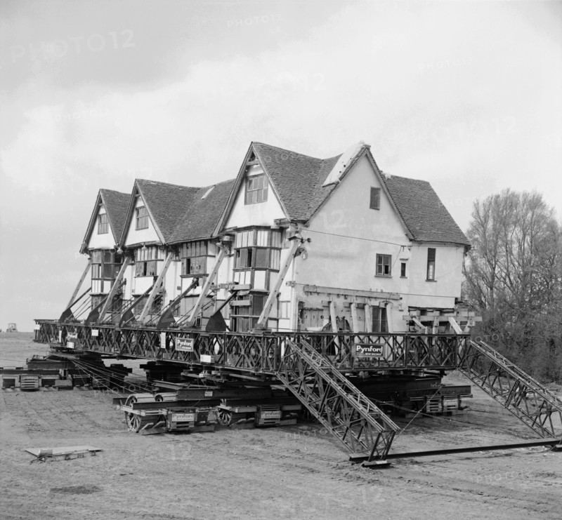 Ballingdon Hall being moved, Suffolk, 1972
