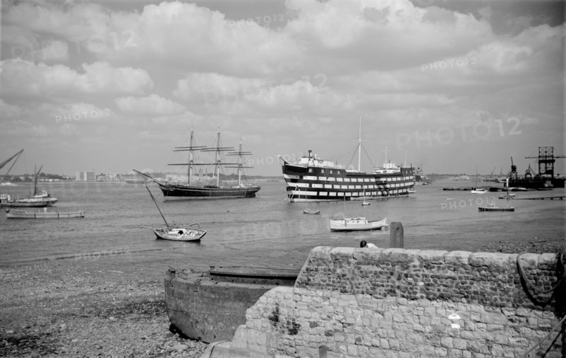The 'Cutty Sark' and the 'Worcester', Greenhithe, Kent, c1945-c1965