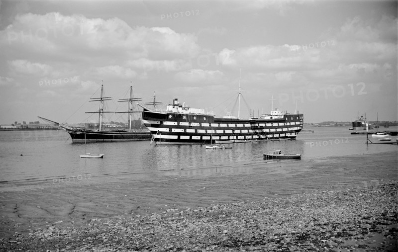 The 'Cutty Sark' and the 'Worcester', Greenhithe, Kent, c1945-c1965