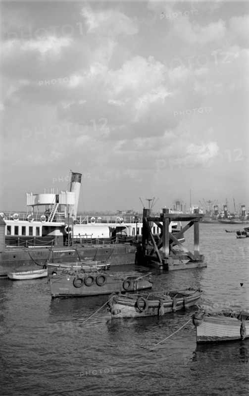 A number of small boats moored at Gravesend, Kent, c1945-c1965