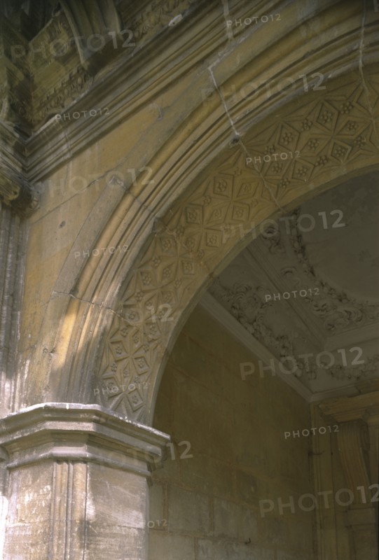 Detail of the porch at Kirby Hall, Northamptonshire, 1998
