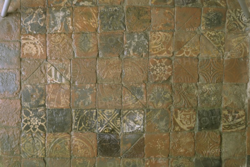 Tiled floor at Wenlock Priory, Much Wenlock, Shropshire, 1998