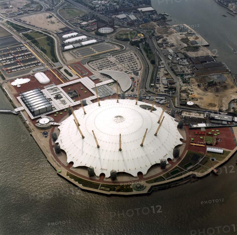 An aerial view of the Millennium Dome, Greenwich, London, 2000