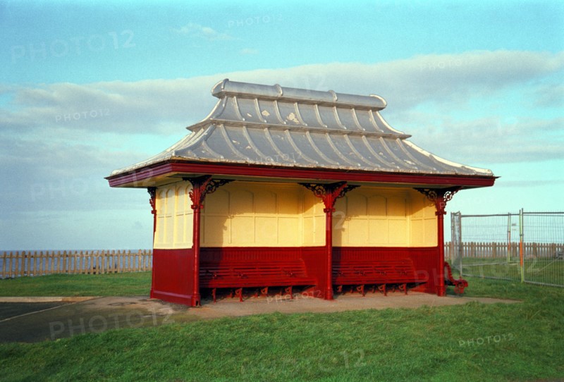 A traditional beach shelter at Blackpool, 1999
