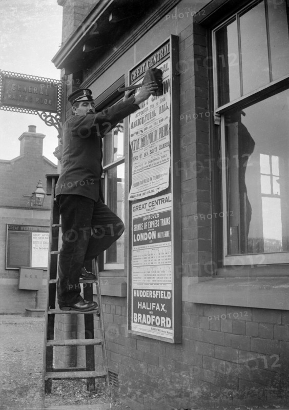 Billposting at Charwelton Station, Northamptonshire, 1904