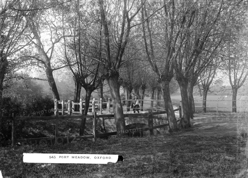 Two schoolgirls crossing the bridge, Port Meadow, Oxford, Oxfordshire, c1860-c1922