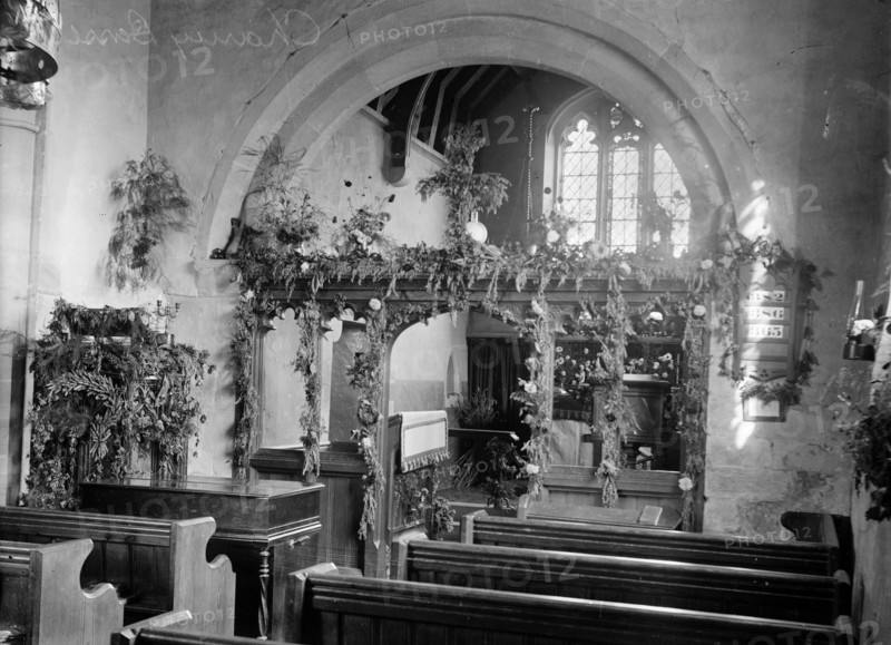 St Peter's, Charney Bassett, Oxfordshire decorated for Harvest Festival, c1860-c1922