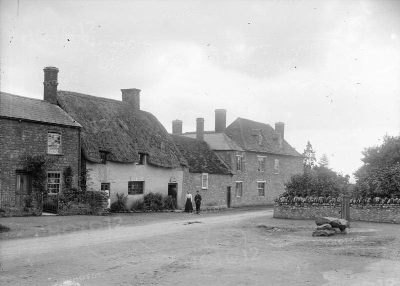 Group outside the Post Office, Coxwell, Oxfordshire, c1860-c1922