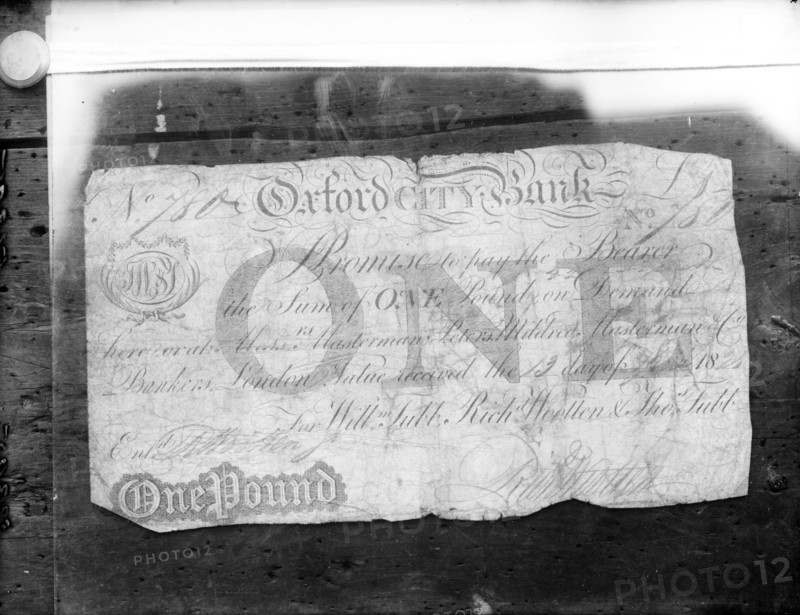 One pound note issued by the Oxford City Bank, c1860-c1922