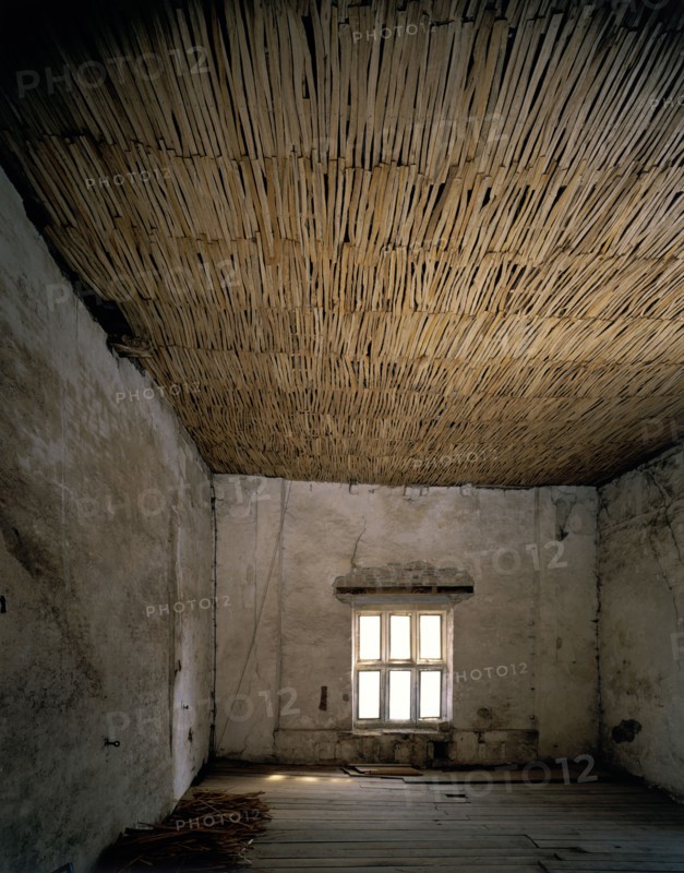 Ceiling repaired with chestnut laths, Acton Court, Bristol, 1989