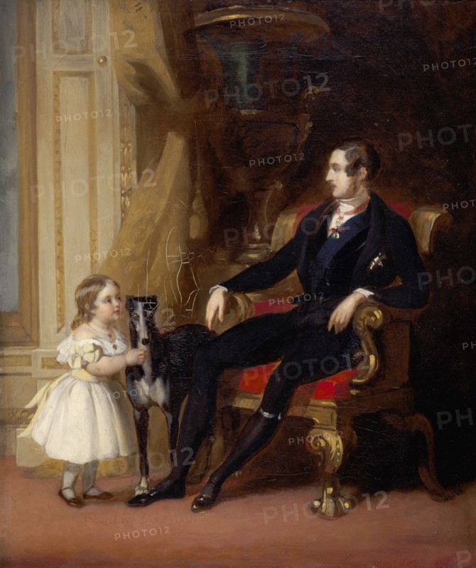 Albert Prince Consort with Princess Victoria and Eos, c1843