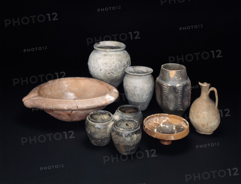 Pottery vessels excavated from Aldborough Roman Town, North Yorkshire