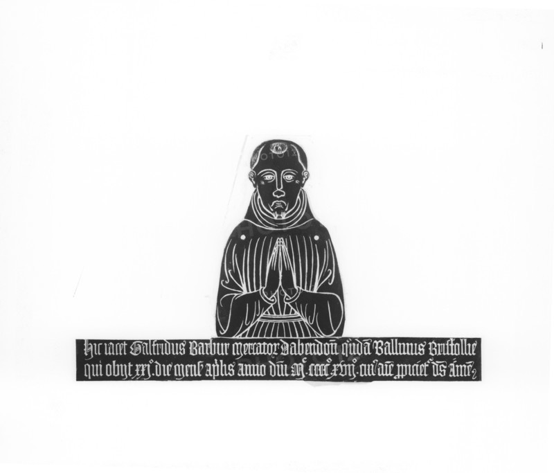 Brass rubbing of a monument to Geoffrey Barbour, from St Helens Church, Abingdon, c1860-c1922