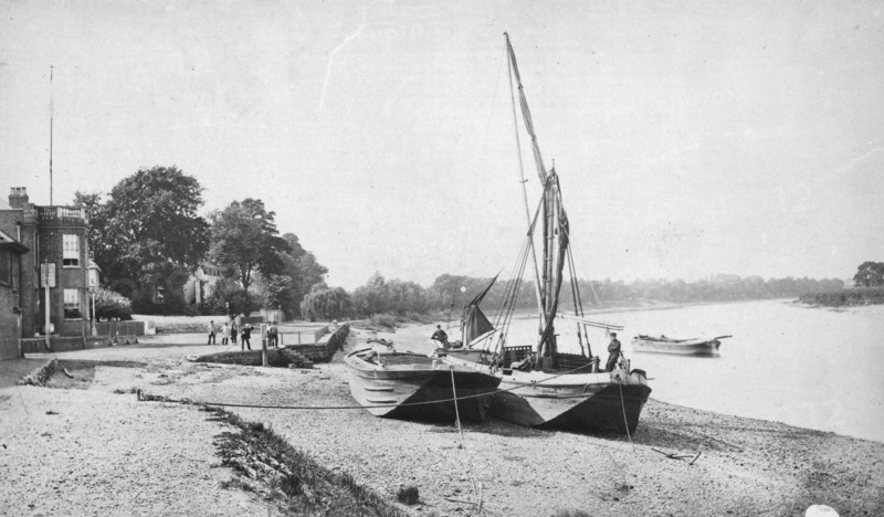 Thames barges at Mortlake, London, c1860-c1887