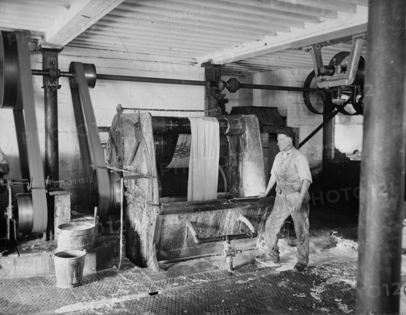 Early Blanket Factory, Witney, Oxfordshire, 1898. Washing blankets in the factory Artist