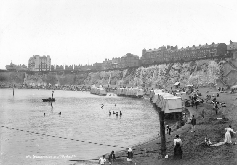 Holidaymakers on the beach at Broadstairs, Kent, 1890-1910