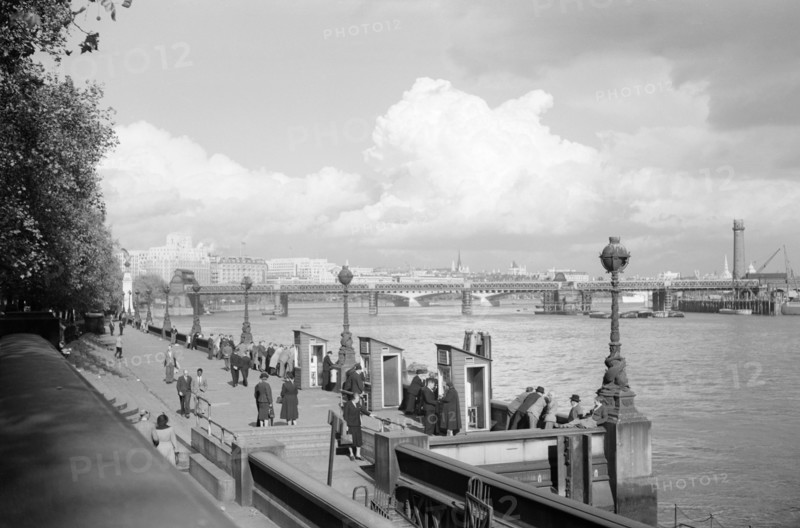 A view of Hungerford Bridge, London, c1945-1965