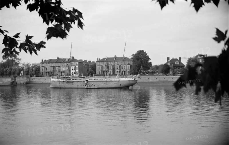 Ship moored on the Thames at Hammersmith, London, c1945-1965