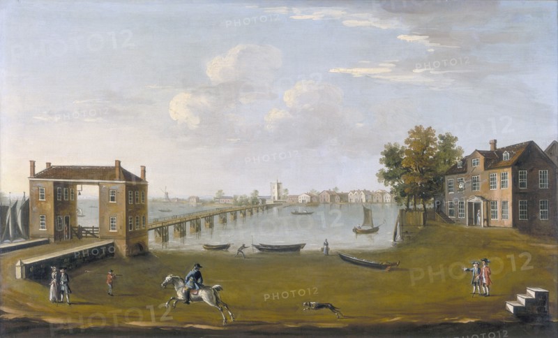 'Putney Bridge and Village from Fulham', c1750. Artist: Unknown