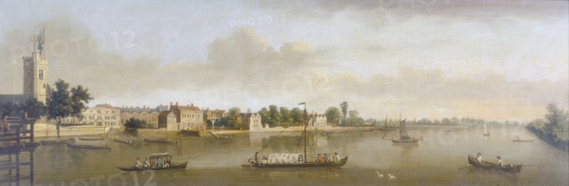 'Putney and the Thames from Putney Bridge', c1750. Artist: Unknown