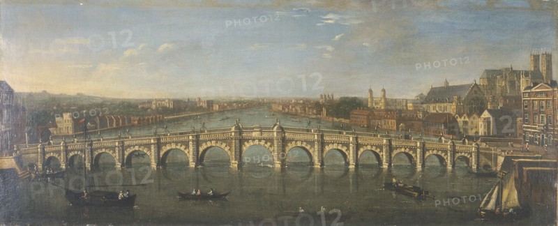 'Westminster Bridge from the River, Looking South', c1750. Artist: Unknown
