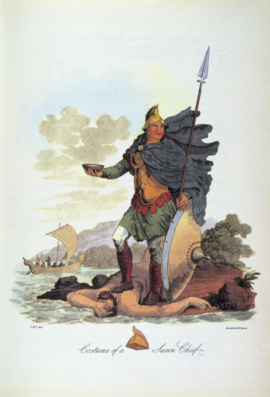 'Costume of a Saxon Chief', 1814. Artist: Charles Hamilton Smith