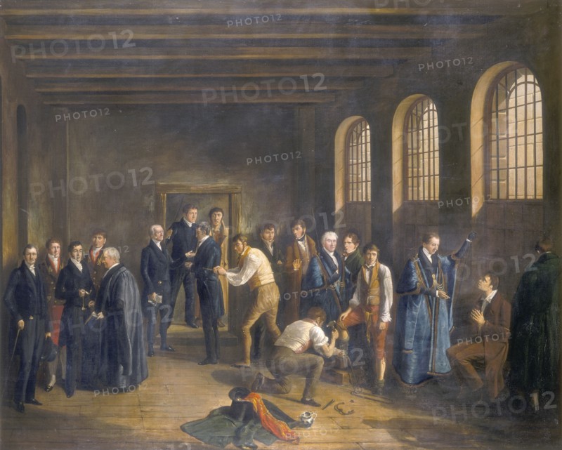 '...Newgate Prison on the Morning of the Execution of Henry Fauntleroy', 1828. Artist: W Thomson