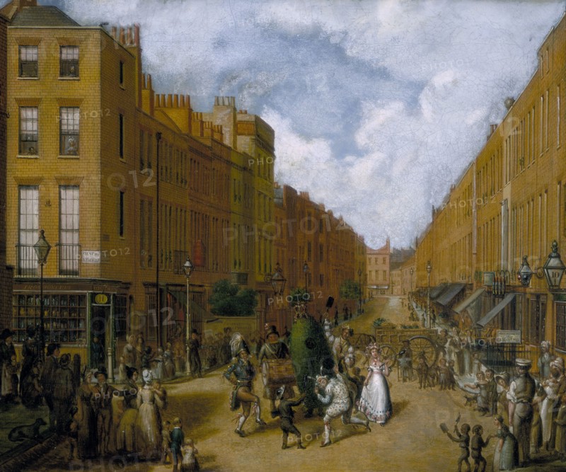 'Sweeps' Day in Upper Lisson Street, Paddington', late 1830s. Artist: Unknown