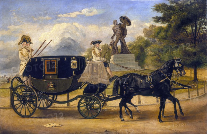 'The Dress Carriage of Viscount Eversley in Hyde Park', c1856. Artist: Edwin Frederick Holt