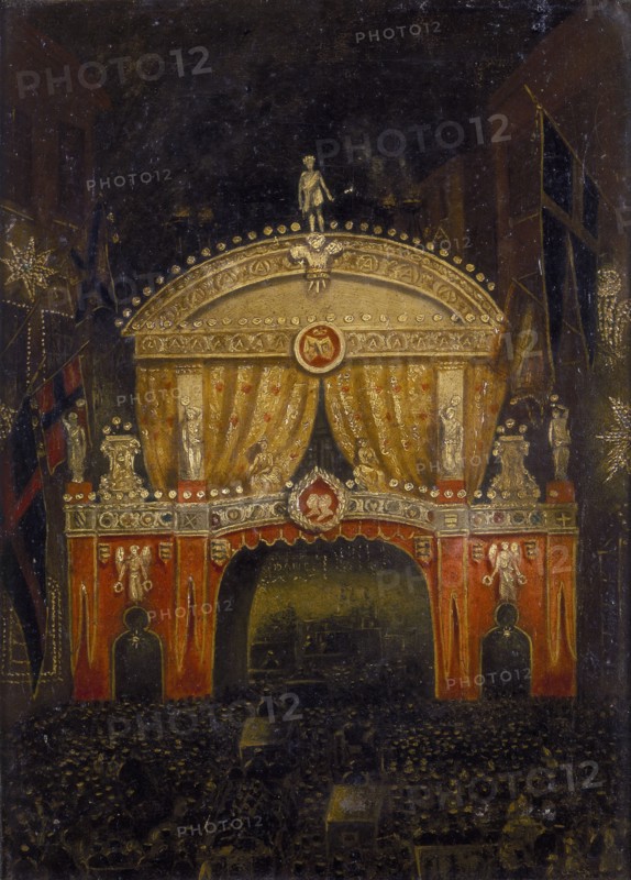 'Temple Bar Illuminated for the Marriage of the Prince of Wales, 11 March 1863'. Artist: Unknown