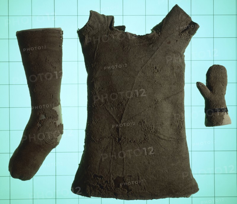 Infant's knitted sock, vest and mitten, (mid-16th century?). Artist: Unknown