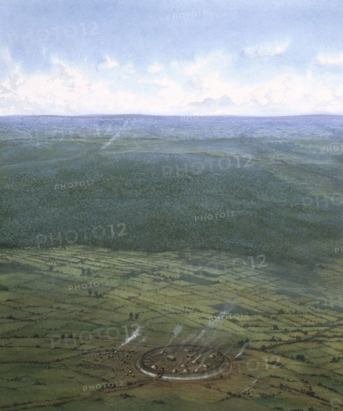 Fortified enclosure, Southern England, c1000 BC.  Artist: Frank Gardiner