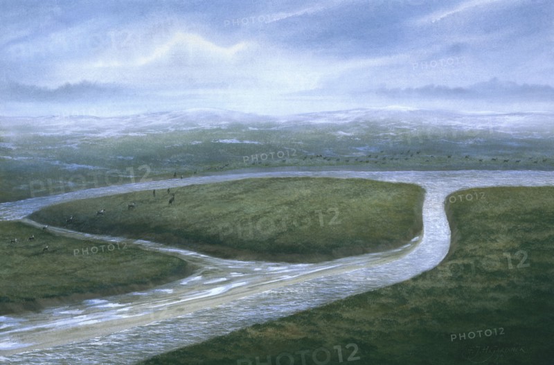 Valley of the River Colne, Southern England, 8000 BC  Artist: Frank Gardiner