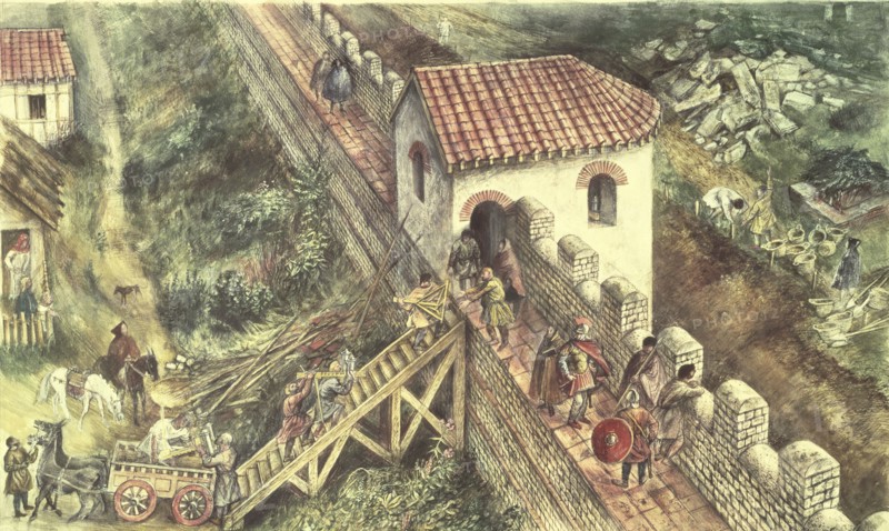 Roman bastion on the city wall, London, 4th century. Artist: Unknown