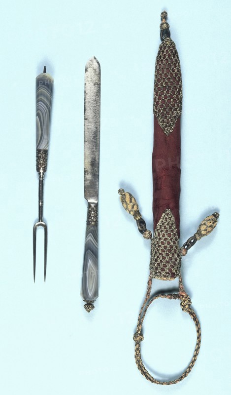 Knife and fork and ornamented cloth sheath, 17th century. Artist: Unknown
