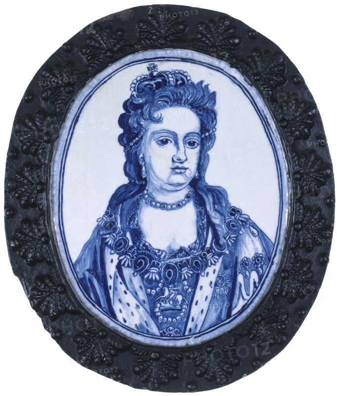 A delft plaque portraying Queen Anne, 1704. Artist: Unknown