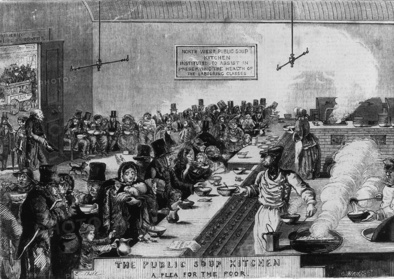 The north west public soup kitchen, Marylebone Road, London, 1858. Artist: C Wragg