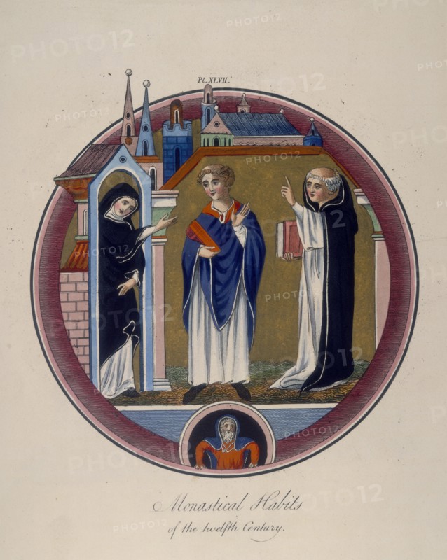 'Monastical Habits of the twelfth Century', c1797. Artist: Joseph Strutt