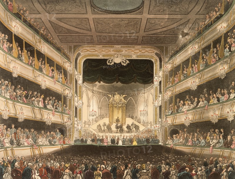 Interior of the Covent Garden Theatre, London, 1808. Artist: Thomas Rowlandson