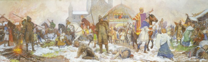 Episode at the coronation of William I, London, Christmas Day,1066, (early 20th century). Artist: Amedee Forestier