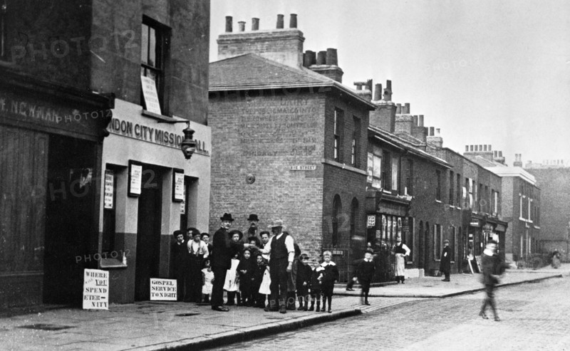 The London City Mission Hall in Grundy Street, near East India Dock, London, 1900s. Artist: John Galt