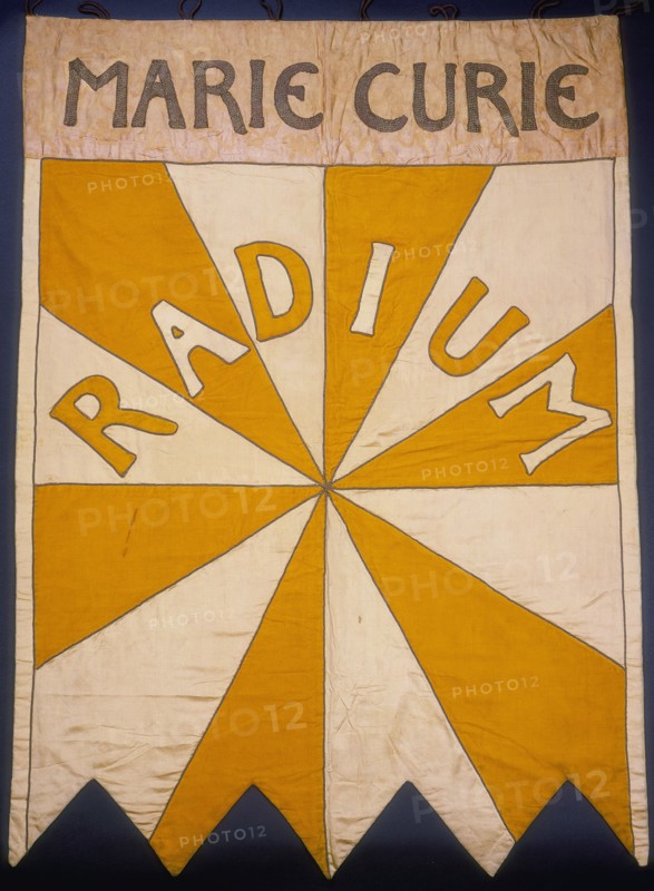 'Marie Curie, Radium', banner, 1908. Artist: Mary Lowndes