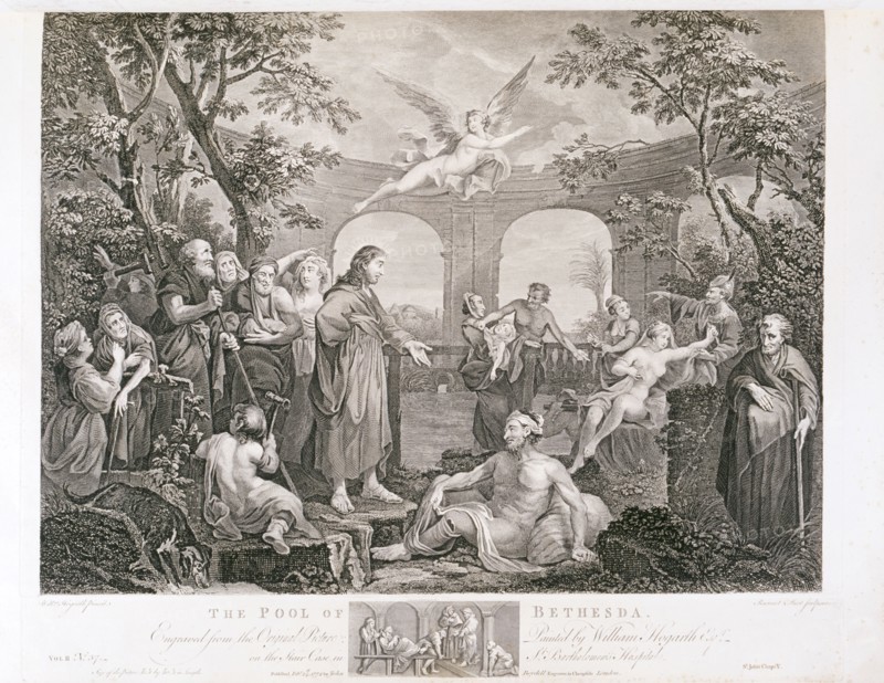 'The Pool of Bethesda', 1772. Creators: Unknown, Ravend, Victor Marie Picot.
