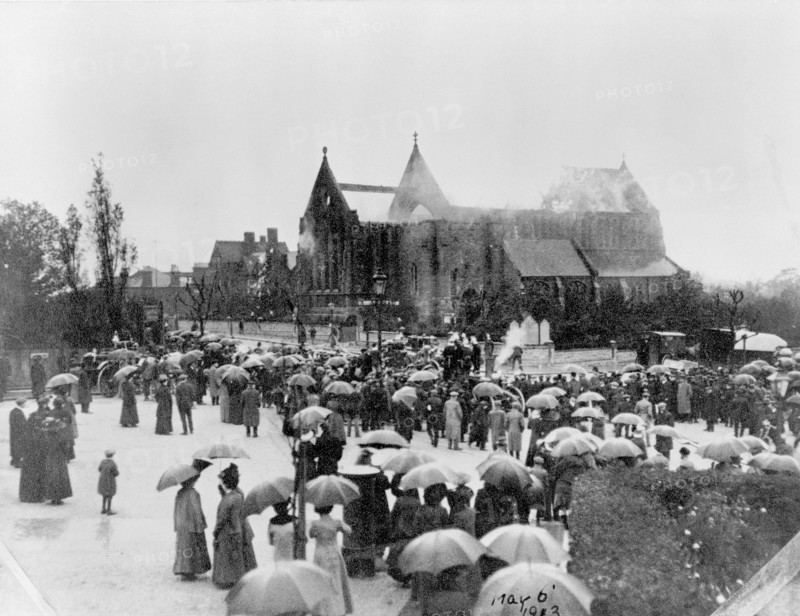 St Catherine's church, Hatcham, London, burnt down by suffragettes on 6th May 1913. Artist: Unknown