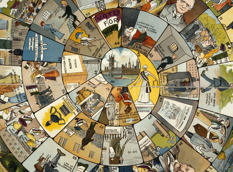 Votes for women board game, (c1910?). Artist: Unknown