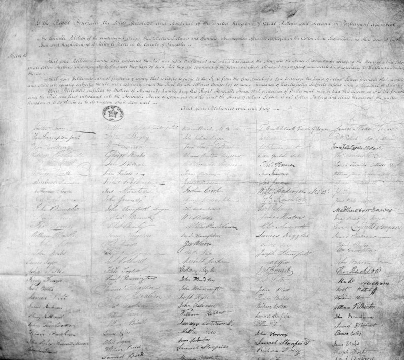 Petition for the factories act 19th century. Artist: Unknown