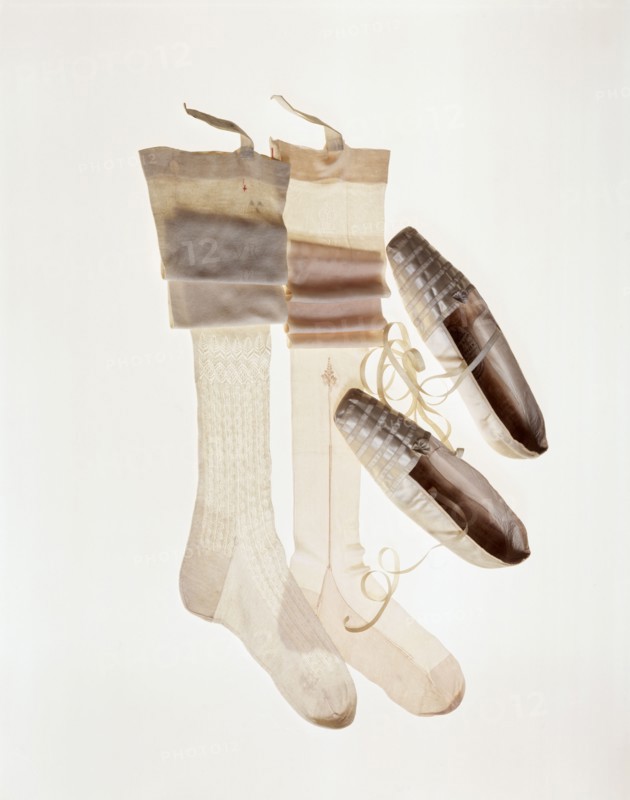Queen Victoria's wedding shoes and stockings, 1840. Artist: Grundy & Sons